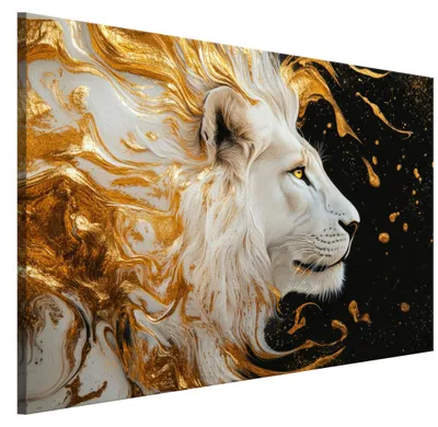 Produktbild von LUMASOUL Leinwand Bilder 90x60 cm, Leinwandbild Löwe Motiv, Wandbilder Holzrahmen und Webstuhl Wohnzimmer und Schlafzimmer, 1 teilig Tiere 03