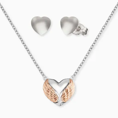 Produktbild von Engelsrufer Set ERMT-LILHEART8-BI Halskette Silber und Ohrstecker, roségold