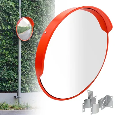 Obrázek produktu pro Dopravní zrcadlo 45 cm vypouklé, kulaté bezpečnostní zrcadlo s 230° zorným polem, vypouklé zrcadlo, dohledové zrcadlo pro výjezdy včetně montážního materiálu