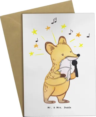 Produktbild von Mr. & Mrs. Panda neujahrskarte Sänger Herz - Weiß - Geschenk, Grußkarte, Grußkarten, einladungskarten, weihnachtskarten, osterkarten, osterkarte