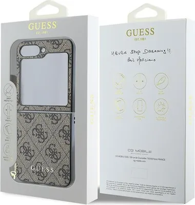 Image de GUESS Housse de téléphone portable pour SAMSUNG Z Flip 6 GUHCZF6GF4GBR (HCPolyuréthane4G Charm) marron