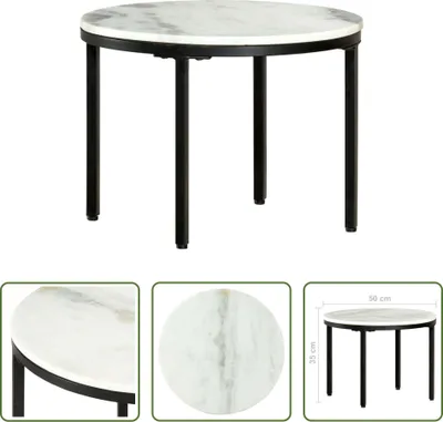 Imagen del producto de Mesa de centro Living Store, blanco y , diámetro 50 cm, mármol auténtico