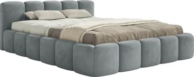 Produktbild von Selsey Cloudy Low - Polsterbett 140x200 cm, mit Bettkasten, wasserabweisender Samt, Grau