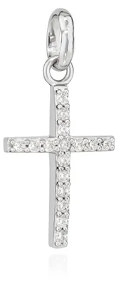 Produktbild von NKlaus Kettenanhänger Kreuz 925 Silber rhodiniert 16x9mm Kruzfix Zirkonia weiß A