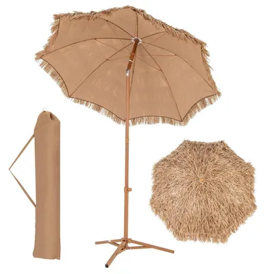 Image de Parasol hawaïen, en paille, diamètre 200 cm, pour balcon/jardin, inclinable