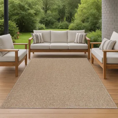 Zdjęcie produktu dla Dywan o wyglądzie juty do użytku wewnątrz i na zewnątrz w kolorze beżowym Rozmiar - 240 x 340 cm