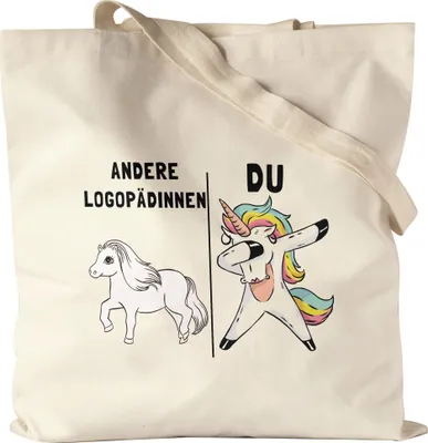 Produktbild von Andere Logopädinnen Du Jutebeutel Stoffbeutel Canvas  Pferd Einhorn Humor Lustig Unicorn Geschenk Apotheke
