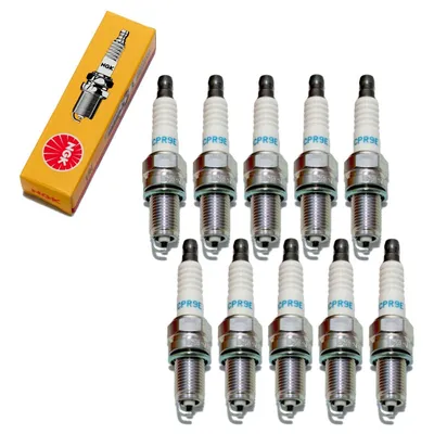 Obrázek produktu pro Sada zapalovacích svíček NGK 10x DCPR9E zapalovací svíčka s potlačeným rušením, 19.0mm dlouhý závit Ø 12.0mm šestihran 16.0mm, mezera mezi elektrodami 0.85mm, tepelná hodnota 9, 2641