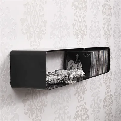 Obrázok produktu pre RETRO DESIGN Stojan na CD "CUBE" | 120 cm, kovový, nástenný stojan na 100 CD | farba: čierna