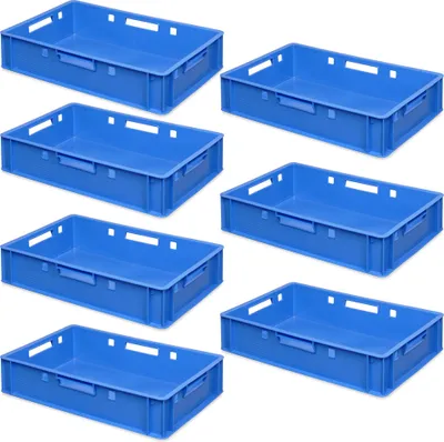 Produktbild von 7 Fleischkästen / Euroboxen E1, LxBxH 600 x 400 x 125 mm, blau, lebensmittelecht