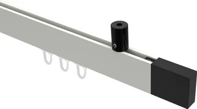 Produktbild von Interdeco Innenlaufstange / Gardinenstange mit Innenlauf Weiß / Schwarz, Typ Sonius Lox (Quader) Deckenmontage, 14x35 mm 1-läufig, 240 cm