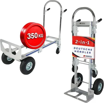 Produktbild von Sackkarre & Plattformwagen Apollo klappbar Traglast 350/250 kg, 2 Luftbereifung & 2 Vollgummiräder, Stahlrahmen, 131x50x48cm Transportkarre Transportwagen