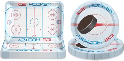 Immagine prodotto di Piatti di carta a tema hockey, 22,5 cm, confezione da 40 pezzi, ideali per feste di compleanno per bambini
