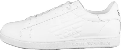 A white sneaker is shown from the side against a white background.