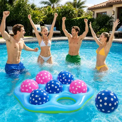 Produktbild von Omgoods – Aufblasbares Spielzeug mit 7 Löchern und 7 Bällen für den Pool
