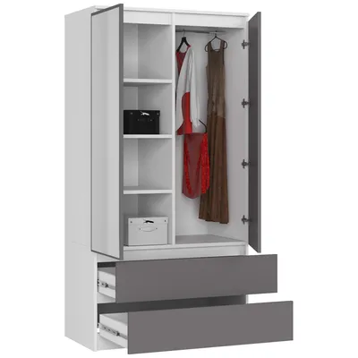 Produktbild von Kleiderschrank mit 2 Türen | Schrank | 90 cm mit Spiegel