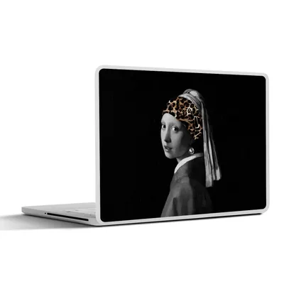 Produktbild von MuchoWow® Laptop Aufkleber Sticker Cover Girl with a Pearl Earring - Stirnband - Pantherdruck 30x21 cm - Sticker für Laptop - Selbstklebend