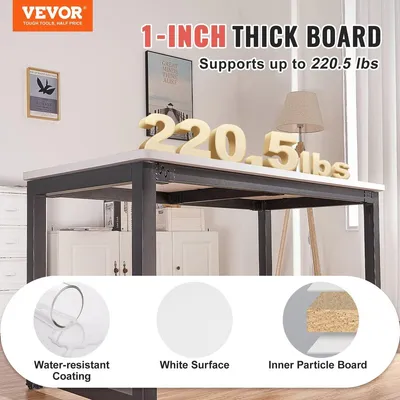 Image de Plateau de table, 140 cm x 71 cm x 2,5 cm, capacité de charge de 100 kg, plateau universel en aggloméré d'une seule pièce pour cadre de bureau debout électrique réglable en hauteur, comptoir rectangulaire pour bureau à domicile et au travail