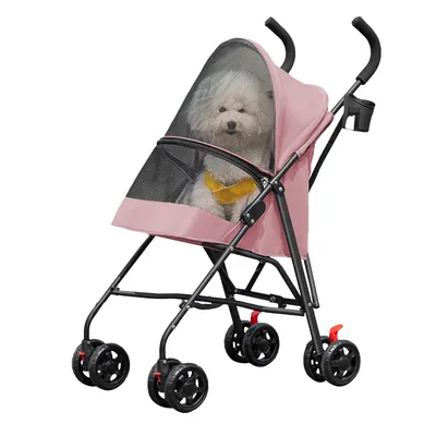Produktbild von Kompakter Haustier-Kinderwagen für kleine Hunde und Katzen,Faltbarer Hundewagen Pet Stroller Hundebuggy,Haustiere Buggy kleine bis 15kg,Rosa