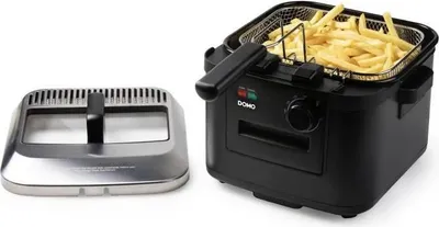 Image de Friteuse DOMO DO545FR, 4L, 2000W, Température Réglable 130-190°C, Couvercle Inox avec Fenêtre
