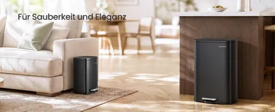 Productafbeelding van Vuilnisemmer - Afvalemmer met deksel - 12 liter - RVS - Zwart