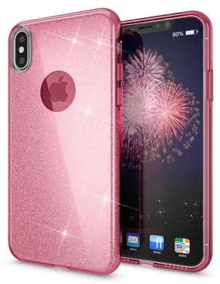 Image de NALIA Glitter Cover pour iPhone X XS, Slim 3in1 Handy Protection Case Back Cover Etui Rose
