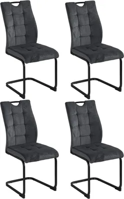 Produktbild von Schwingstühle - Grau - Schwarz - Mikrofaser - Webstoff - Metallgestell - 4er Set