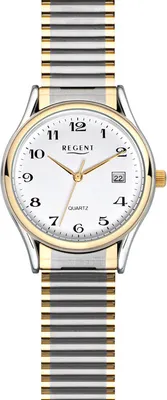 Produktbild von REGENT F-472 Herrenuhr Bicolor 36 mm Weiß Zugband 5 BAR