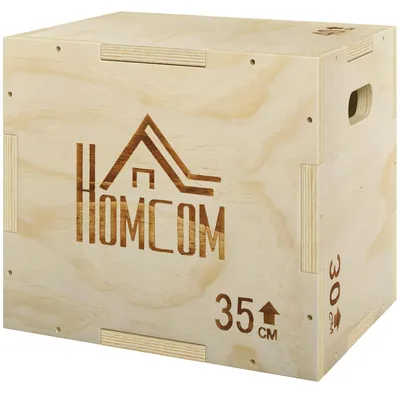 Produktbild von Sprungbox plyometrisch, Plyo Box Holz 3-in-1, Jump Box Buchenholz, Naturholz | 3 Sprunghöhen | bis 120 kg | 40,5 x 35,5 x 30,5 cm