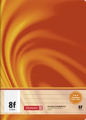 Image de BRUNNEN 104470802 Cahier scolaire Vivendi A4 5 x 7 mm rugueux avec marge, lin. 8f orange