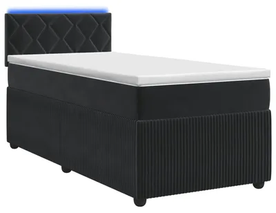 Image de vidaXL Lit boxspring avec matelas noir 90 x 200 cm velours