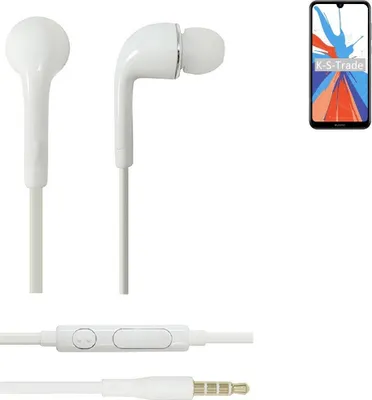 Produktbild von K-S-Trade Kopfhörer Headset kompatibel mit Huawei Y7 2019 mit Mikrofon u Lautstärkeregler weiß 3,5mm Klinke Kabel Headphones Ohrstöpsel