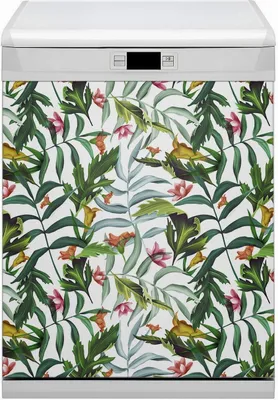 Produktbild von Dekorative Magnetmatte Küche Geschirrspüle 60x80 cm  Magnet für Spülmaschine  - Tropische Flora