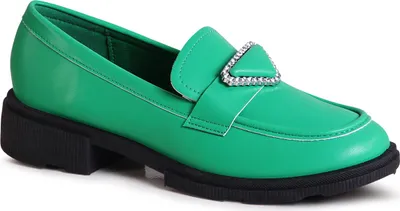 Produktbild von topschuhe24 2724 Damen Loafer Slipper Glitzer, Farbe:Grün, Größe:38 EU