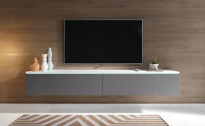 Immagine prodotto di Tavolino per TV CERIEE 180 - bianco / grigio lucido