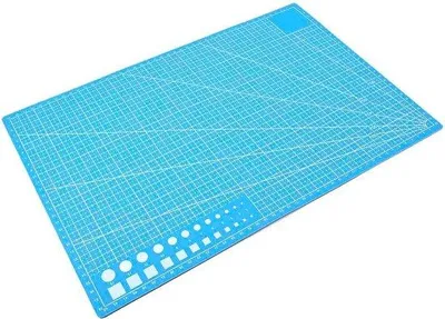 Productafbeelding van Dubbelzijdige snijmat - Snijonderlegger knutselen - Precisie snijwerk - Zelfherstellend oppervlak - A3 45x30 cm - Blauw