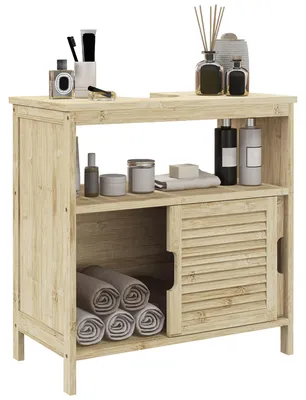 Produktbild von Unterschrank aus Bambus, Badezimmerschrank mit 2 Tš¹ren, 60 x 30 x 60 cm, Naturholz