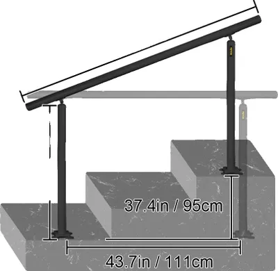 Productafbeelding van Traphekset, van aluminium, voor 0-5 treden, zwart, 1,50 meter