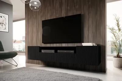 Obrázok produktu pre Závesná TV skrinka Nicole do obývačky čierna TV skrinka TV komoda 200 cm