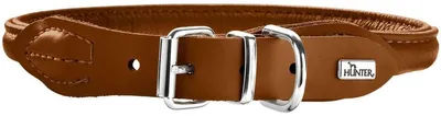 Productafbeelding van Hunter Halsband Rond & Zacht, voor honden, standaard halsband, kleur Cognac, effen, maat M-L, 46 cm