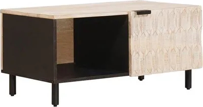 Productafbeelding van Houten salontafel - Woonkamertafel bijzettafel - Moderne woonkamer - Met opbergruimte - 80x50x40cm - Wit