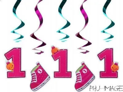 Immagine prodotto di Confetti rosa per il primo compleanno, 60 cm, 5 pezzi, 1 confezione