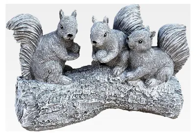 Produktbild von Steinfigur 3 Eichhörnchen auf Baumstamm frostfest Steinguss