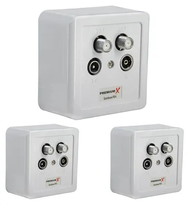 Produktbild von 3x PremiumX PX-4 Sat Dose 4 Fach Enddose TWIN Antennendose CLASS A 2x Sat, 1x Radio, 1xTV DIGITAL FULLHD 3D