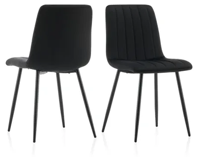 Image de Ensemble de 2 chaises de salle à manger en velours, avec dossier haut et pieds en métal