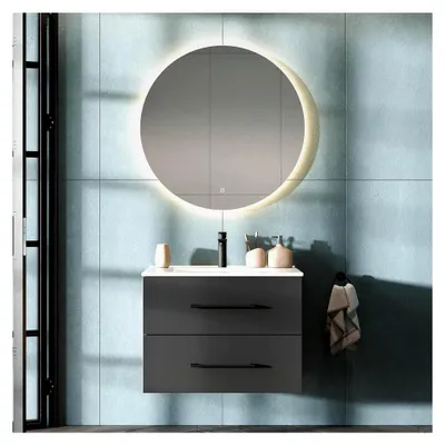 Produktbild von LUX Badmöbel Waschtisch mit Waschbecken 70 cm, Keramik Waschbecken mit Unterschrank in Gold Eiche/Anthrazit