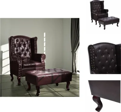 Zdjęcie produktu dla vidaXL Fotel z podnóżkiem ciemnobrązowa imitacja skóry  - Fotel