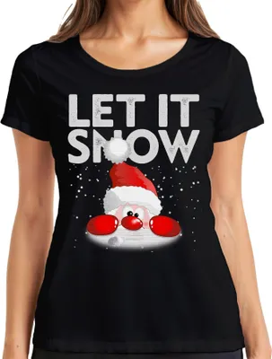 Produktbild von Let It Snow Weihinachtsmann - Weihnachten Weihnachtsgeschenk Christmas Damen T-Shirt, Schwarz, L
