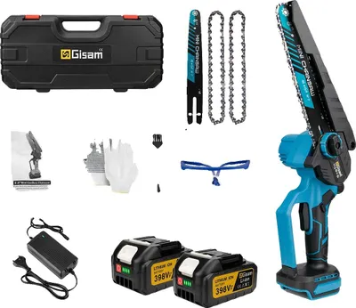 Obrázek produktu pro Elektrická řetězová pila, bezkartáčový motor, 8palcová vodicí lišta, 2 baterie