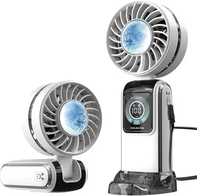 Produktbild von Mini Handventilator mit Tragegurt - 100 Stellungen und 90°-Design - Für Hals, Schulter und Büro